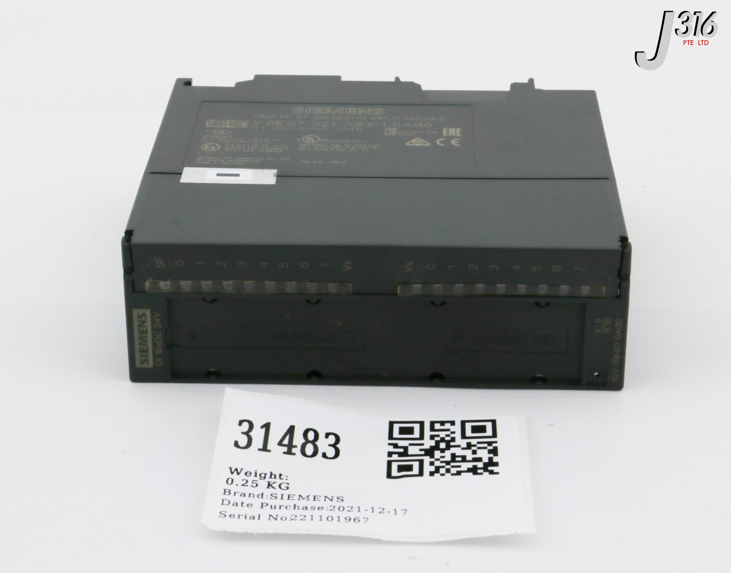 31483 SIEMENS DIGI INPUT MOD, SIMATIC S7-300, SM321 (NEW) 6ES7 321